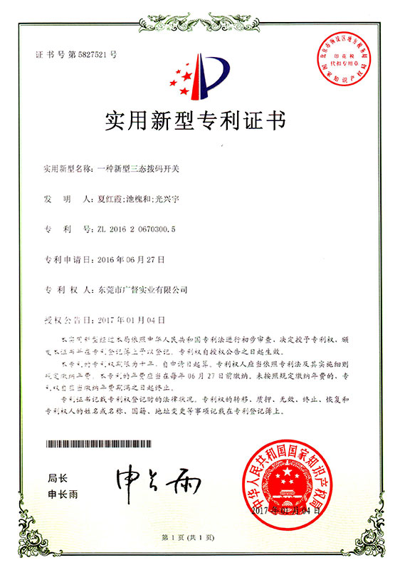 一种新型三态拨码开关